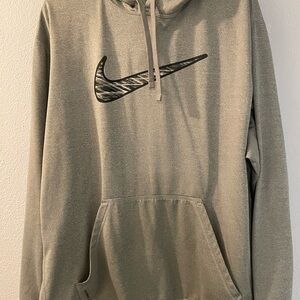 Nike Men's Olive Hoodie with Black Logo